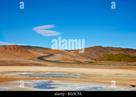 Hverir geothermischen Feldern um Namafjall Berg, Myvatn See Bereich Island Stockfoto