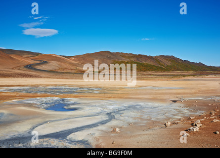 Hverir geothermischen Feldern um Namafjall Berg, Myvatn See Bereich Island Stockfoto