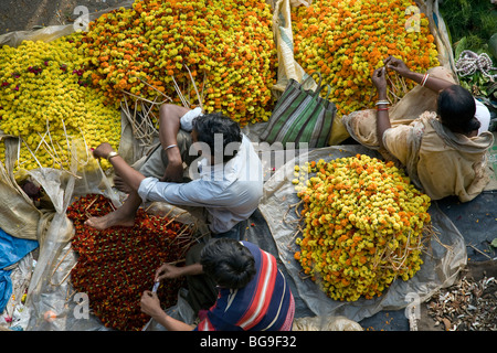 Blumenmarkt. Kalkutta (Kolkata). Indien Stockfoto