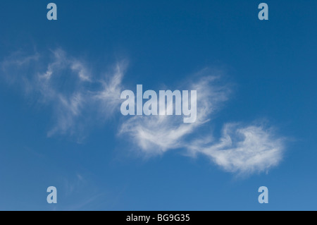 Cirrus Cloud im blauen Himmel; Lone Ranch Strand, südliche Oregon Küste. Stockfoto