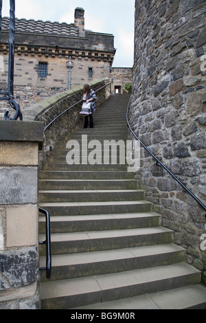 Lang-Treppen - Edinburgh Castle, Schottland Stockfoto