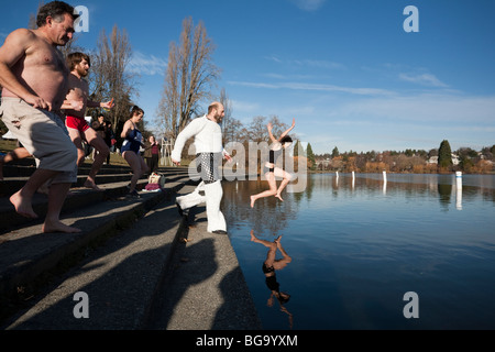 Poesie Polar Bear Club - Green Lake Park, Seattle, Washington. Stockfoto