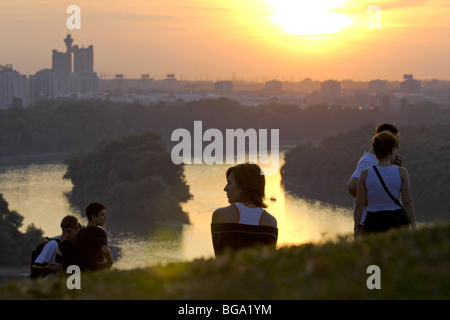 Beograd, Genex Turm Fluss Save trifft Donau Stockfoto