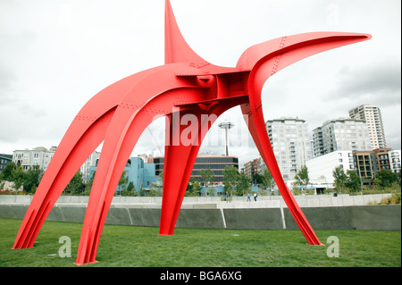 Calders lackiert Stahl Skulptur Adler in den Olympic Sculpture Park, Seattle. Stockfoto