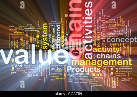 Word Cloud Konzept Außenillustration Wert Kette leuchtenden Lichteffekt Stockfoto