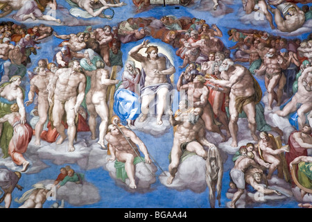 Detail von Michelangelos "jüngste Gericht", Rom, Italien Stockfoto