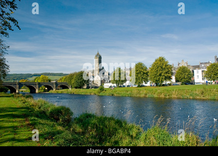 Fluss-Tweed in Peebles schottischen grenzt Stockfoto