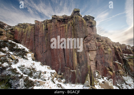 Mühlstein Rand im Winter in Derbyshire "Great Britain" Stockfoto