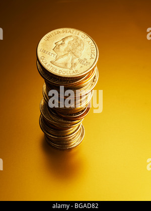 Stapel von US-Dollar-Münzen Stockfoto