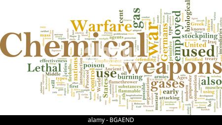 Word Cloud Konzept Abbildung von Chemiewaffen Stockfoto