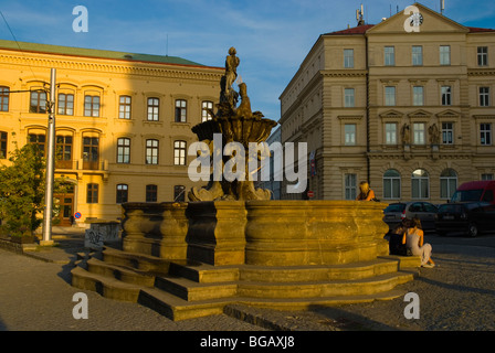 Die Tritonen am Namesti Republiky Platz in Olomouc Tschechien Europa-Brunnen Stockfoto