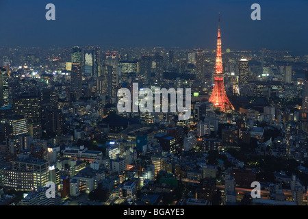 Japan, Insel Honshu, Luftaufnahme von Tokio vom Roppongi-Turm Stockfoto