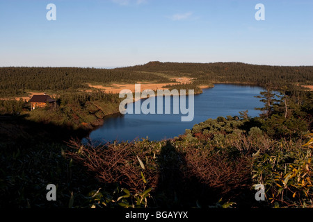 Japan, Insel Honshu, Towada Hachimantai National Park, Hachimanuma Teich Stockfoto