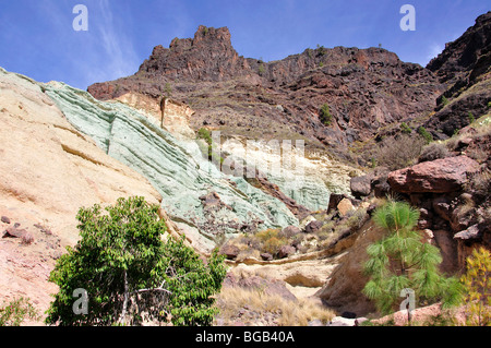 Malte Felsformationen, Fuente de Los Azulejos, La Aldea de San Nicolás Gemeinde, Gran Canaria, Kanarische Inseln, Spanien Stockfoto