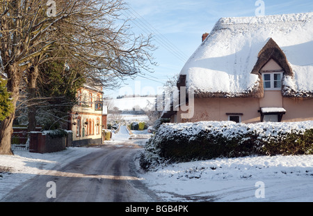 Winter im Dorf Moulton in der Nähe von Newmarket, Suffolk UK Stockfoto