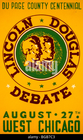 Lincoln-Douglas Debatte Du Seite County Centennial, 27. August, West Chicago Stockfoto