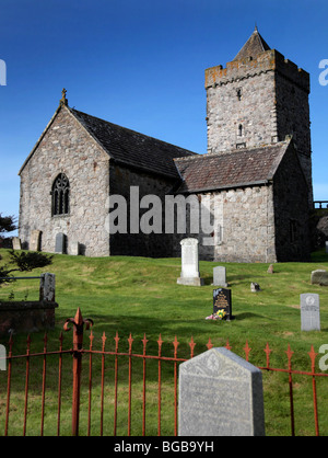 Schottland, Isle of Harris, Rodel, St. Clemens Kirche außen und Friedhof. Stockfoto