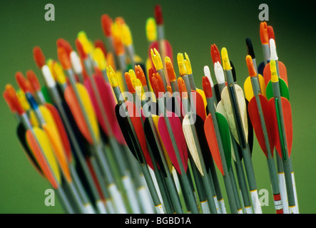 Nahaufnahme eines Bogenschießenpfeile Stockfoto