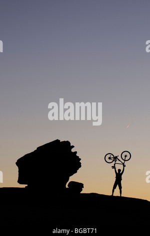 Mountain Biker, Slickrock Trail, Moab, Utah, USA Stockfoto