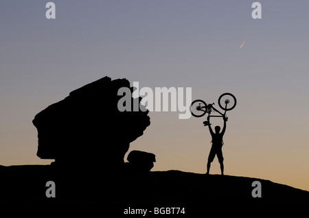 Mountain Biker, Slickrock Trail, Moab, Utah, USA Stockfoto