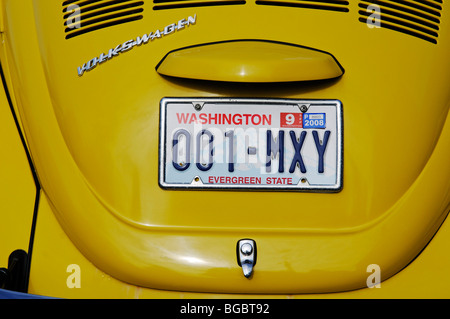 Nummernschild, VW Käfer, Port Townsend, Washington State, USA Stockfoto