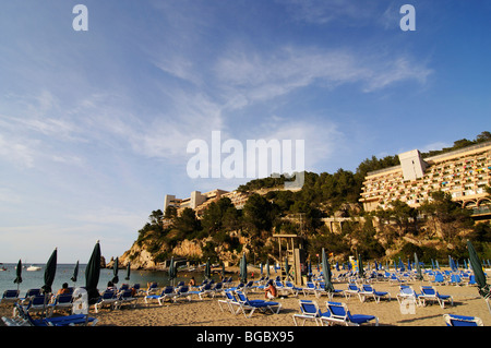 Strand, Puerto de San Miguel, Ibiza, Pityusen, Balearen, Spanien, Europa Stockfoto