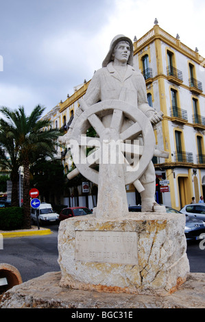 Seemann-Skulptur, Eivissa, Ibiza, Kiefer-Inseln, Balearen, Spanien, Europa Stockfoto