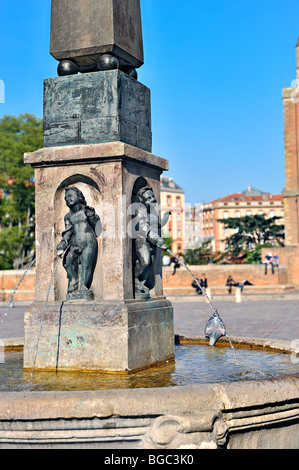 Der Brunnen auf dem Platz Saint Etienne, Toulouse, Frankreich. Stockfoto