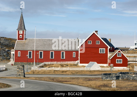 Rote Schulhaus in Nuuk, Grönland Stockfoto