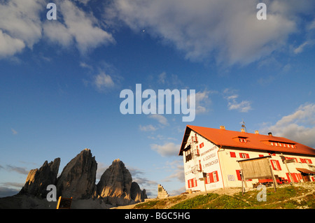 Dreizinnen-Hütte Berghütte, Hochpustertal, Sextener Dolomiten, Südtirol, Italien, Europa Stockfoto