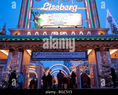 Eingang zum Weihnachtsmarkt im Vergnügungspark Liseberg in Göteborg Schweden Stockfoto