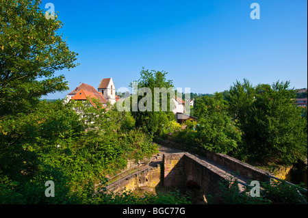 Blick von der Burgruine Zavelstein Burg Zavelstein Ruinen, Bad Teinach-Zavelstein, Schwarzwald, Baden-Württemberg, Deutschland Stockfoto