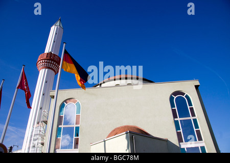 Minarett der Tuerkiyem Mevlana Moschee, Weinheim, Baden-Württemberg, Deutschland, Europa Stockfoto