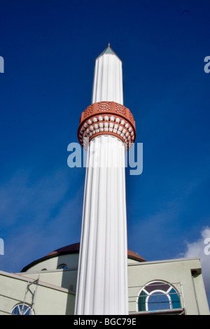 Minarett der Tuerkiyem Mevlana Moschee, Weinheim, Baden-Württemberg, Deutschland, Europa Stockfoto