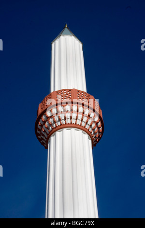 Minarett der Tuerkiyem Mevlana Moschee, Weinheim, Baden-Württemberg, Deutschland, Europa Stockfoto