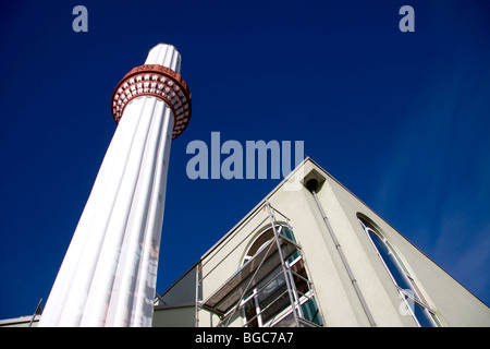 Minarett der Tuerkiyem Mevlana Moschee, Weinheim, Baden-Württemberg, Deutschland, Europa Stockfoto