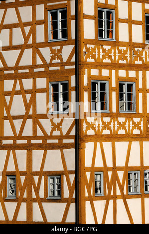 Fränkische Hälfte-Timbere am alten Rathaus, Mitte des 15. Jahrhunderts, Obere Bruecke Brücke 1, Bamberg, Franken, Oberbayern, Keim Stockfoto