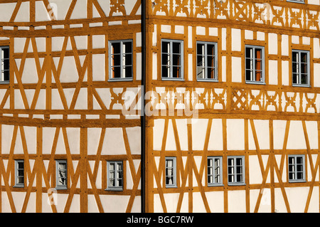 Fränkische Hälfte-Timbere am alten Rathaus, Mitte des 15. Jahrhunderts, Obere Bruecke Brücke 1, Bamberg, Franken, Oberbayern, Keim Stockfoto