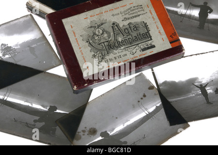 Alte Silber-Bromid Gelatine Glasnegative ausgesetzt Stockfoto