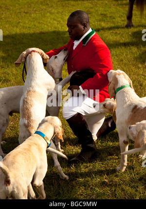 Meister der Hunde bei der Middleton Place Fuchsjagd vor Beginn der Jagd Charleston, SC Stockfoto