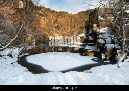 Felsenpool unter Mühlstein Rand in den Peak District, Derbyshire, Großbritannien, Großbritannien Stockfoto