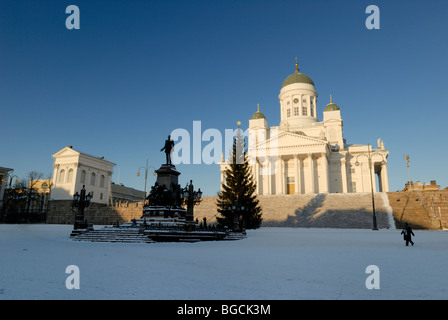 Der lutherische Kathedrale, Senatsplatz, Helsinki, Finnland Stockfoto