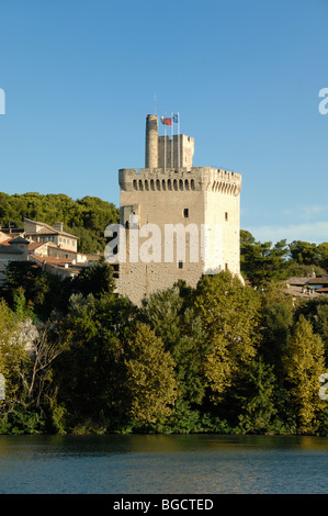 Tour Philippe le Bel, mittelalterliche Turm am Ufer des Flusses Rhône, Villeneuve-Les-Avignon, Gard, Languedoc-Roussillon, Frankreich Stockfoto