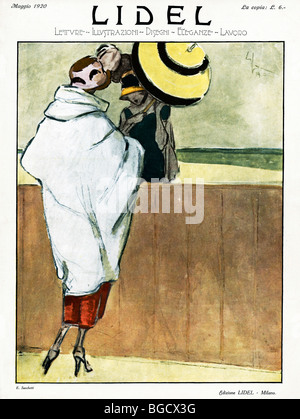 Lidel, 1920-Cover der italienischen Mode- und Lifestyle-Magazin veröffentlicht in Mailand, elegante Damen im Urlaub Stockfoto
