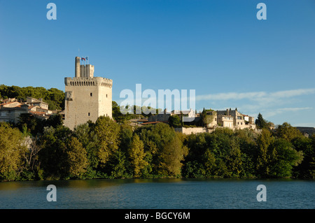 Tour Philippe le Bel, mittelalterliche Turm am Ufer des Flusses Rhône, Villeneuve-Les-Avignon, Gard, Languedoc-Roussillon, Frankreich Stockfoto