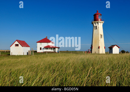 Leuchtturm von Bassin am Cap du Sud, Ile du Havre Aubert, Iles De La Madeleine, Magdalen Inseln, Maritime Québec, Norden Stockfoto