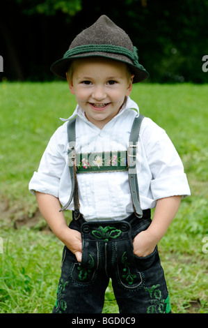 Kind, obere bayerische Costum, 850-Jahr-Feier, Bad Heilbrunn, Loisachtal, Oberbayern, Deutschland, Europa Stockfoto