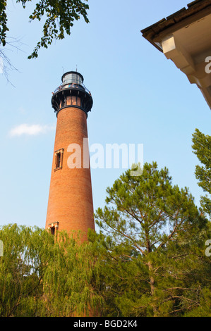 Archietecture, Currituck Beach Light ist ein Leuchtturm befindet sich auf den Outer Banks in Corolla, North Carolina. Stockfoto