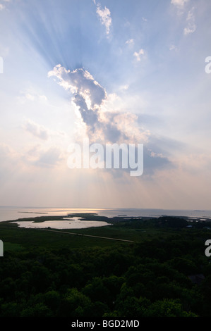 Blick auf die Currituck Sound befindet sich auf den Outer Banks in Corolla, North Carolina. Stockfoto