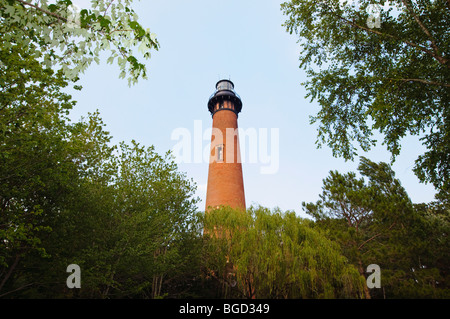 Archietecture, Currituck Beach Light ist ein Leuchtturm befindet sich auf den Outer Banks in Corolla, North Carolina. Stockfoto